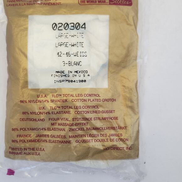 Silkies Large White Pantyhose TLC Support New in Pack - Picture 2 of 3